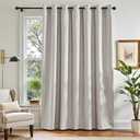 jinchan Linen Textured Room Darkening Curtain 96 Inches Long for Living Room Extra Wide for Room Divider Stone White Curtain Thermal Insulated Grommet Top Bedroom Window Drape 1 Panel