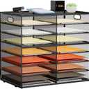 Marbrasse 8 Tier Desktop Literature Organizer, Mesh Paper Organizer Desk Organizers, File Sorter Mail Center Paper Storage Cabinet Classroom Keepers Mailbox for Office Home School, Black