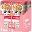 INABA Twin Packs for Cats, Side Dish/Topper Pouch, 1.4 Ounces per Serving, 16 Servings, Tuna & Chicken Recipe in Tuna Broth