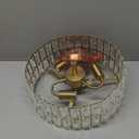 Modern Crystal Chandelier Gold Pendant, Round Crystal Light Fixture Hanging Lamp, for Dining Room, Restaurant, Hallway, Balcony, 15.7 inch