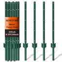Metal Garden Fence Posts– Heavy Duty U-Post for Wire Fencing, 5 FT Green