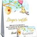 2 x Winnie Baby Shower Decorations-Baby Shower Games-Baby Shwoer Party Decor-Diaper Raffle Baby Shower Table Sign Centerpieces-Baby Shower Games Pooh Birthday Supplies Party Decorations