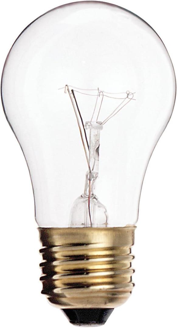 Satco S3814 130V Medium Base 25-Watt A15 Light Bulb, Clear, Pack Of 6