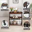 Rolling Bar Cart on Wheels for Home with Wine Rack, Glass Holder, 3-Tier Wood Beverages Carts, Size: 14.17"D x 37.01"W x 35.23"H