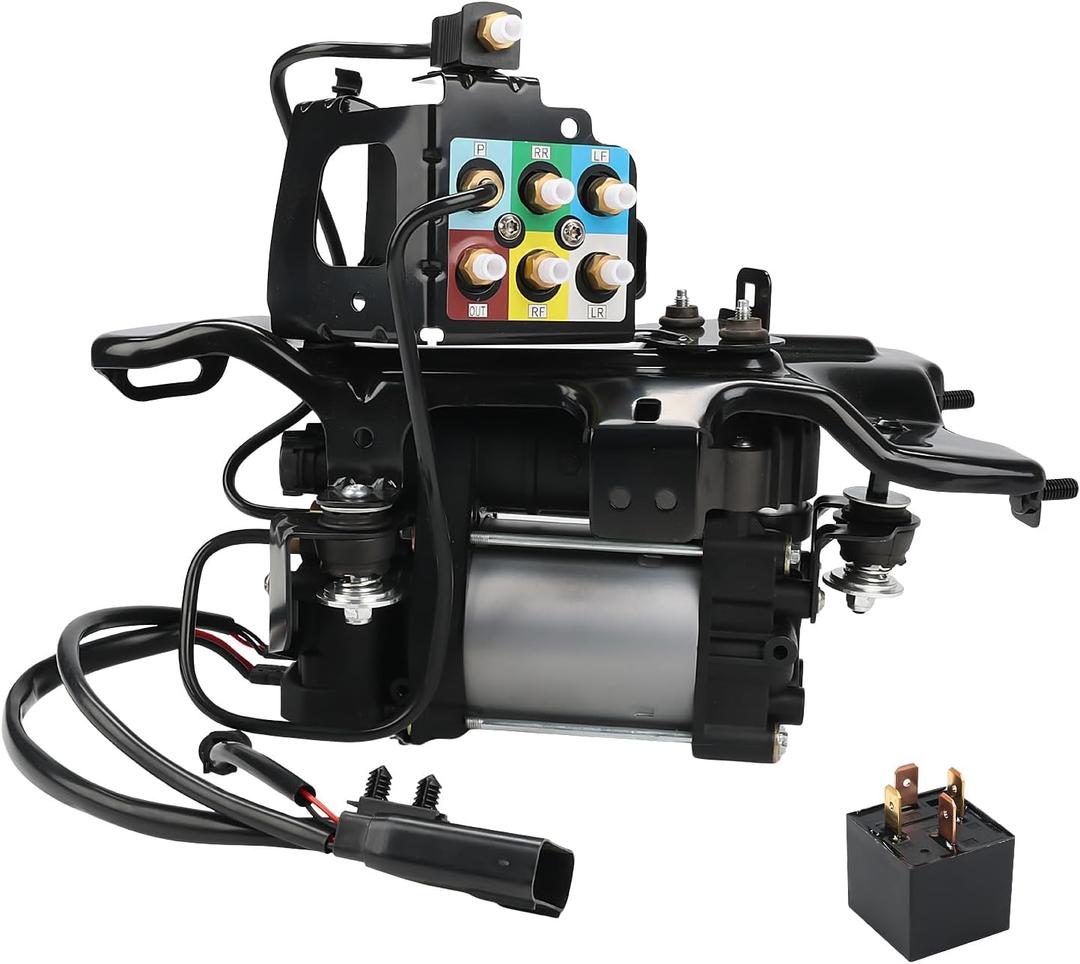 Air Ride Suspension Compressor Air Pump with Bracket and Relay Replacement for Jeep Grand Cherokee 2011 2012 2013 2014 2015 2016 2017 2018 2019 2020, Replace 68204730AI 68041137AD 68204730AC