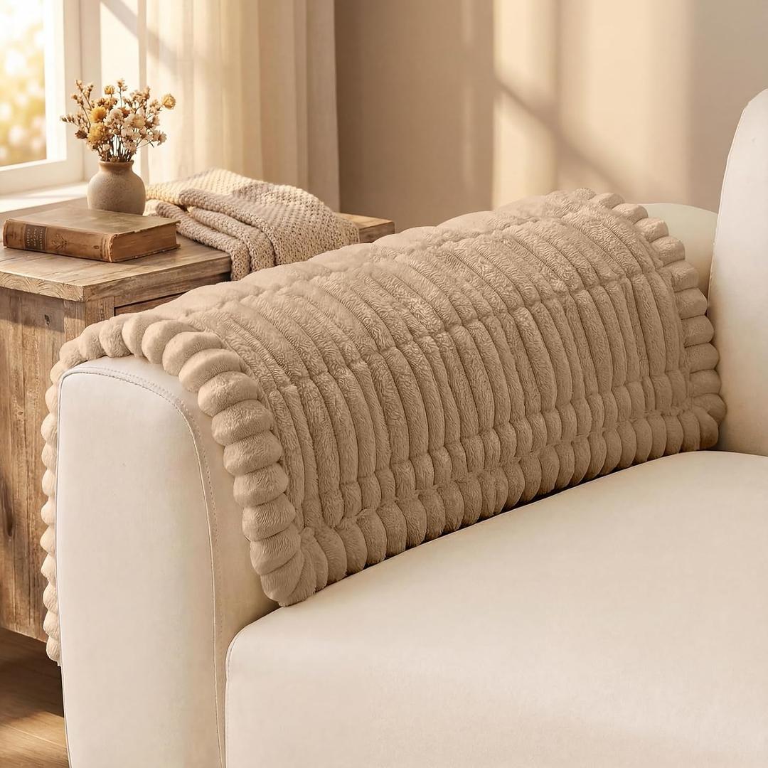 decorUhome Couch Cover for Dogs, Non-Slip Fuzzy Pet Sofa Cover for Seat, Backrest & Armrest, Soft Washable Pet-Friendly Sofa Protector, Khaki, 27.6" x 27.6"