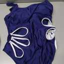 OYOANGLE Women's Maternity One Piece Swimsuits Cut Out Spaghetti Strap Pregnancy Bathing Suits Swimwear Deep Blue Medium