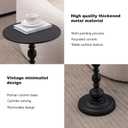 Metal Small Side Table, Round Vintage Nightstand, End Table for Bedside or Sofa, Accent Pedestal Table for Living Room Corners and Small Spaces, Black