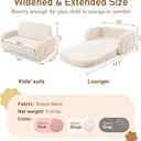 2-in-1 Sherpa Fold Out Kids Couch, Extra Wide Comfy Toddler Chair, Convertible Kids Sofa to Lounger, Foldable Toddler Couch with High Density Foam, Modern Kids Sofa Bed for Boys & Girls 3+, Beige