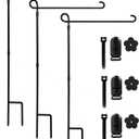 YEAHOME 3PC Garden Flag Holder Stand, Weather-Proof Yard Flag Pole Black Metal Powder-Coated Flagpole with Tiger Clip and Rubber Stopper for Garden Flags Outdoor Decorations