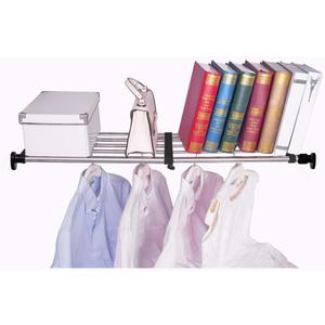 Hershii Expandable Closet Tension Shelf Rod Adjustable Metal Storage Rack Cabinet Organizer DIY Divider Separator Shelves for Wardrobe Cupboard Kitchen Bathroom, Black, 19.69-31.5inches, 19.68 - 31.49 Inches