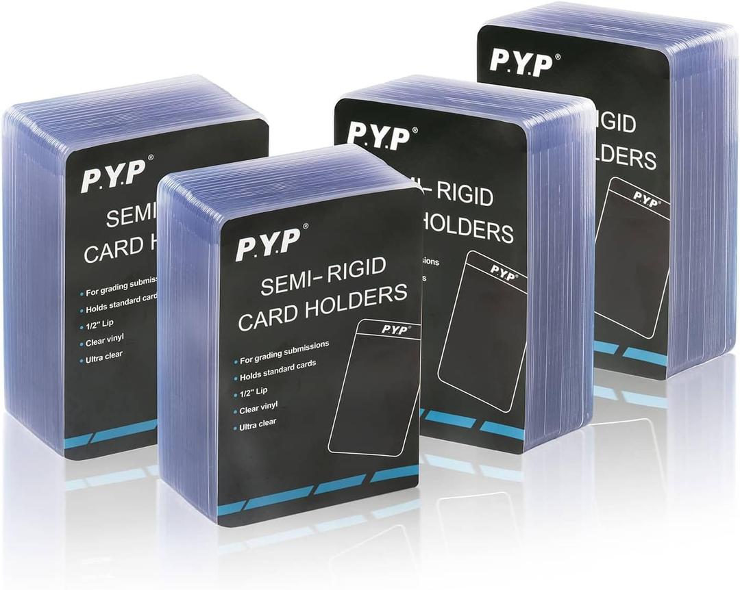 200ct Semi Rigid Card Holders - Card Sleeves for Trading Card with 1/2" Lip Sleeves Fit Standard Grading Cards Baseball Cards for Graded Card Submittions