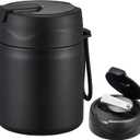 17oz Soup Thermo for Hot Food Kids,Insulated Food Jar with Spoon,Thermo Hot Food Lunch Container,Wide Mouth Leakproof Stainless Steel Lunch Box for School-Black