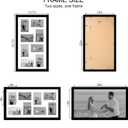 Hongkee 12x22 Picture Frame Set of 2, Black with Glass Collage Frame, Display Eight Opening 4x6 Photos With Mat or 12 x 22 Newspaper Without Mat - Horizontal or Vertical Wall Mounting