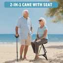 ALEVMOOM Walking Cane with Seat Folding Lightweight, 2-in-1 Cane Stool for Adults, Aluminum Walking Stick with Seat, Stick Chair Portable Stool for Senior