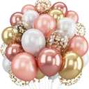 Rose Gold Confetti Balloons 60 Packs 12 inch, 60 Count
