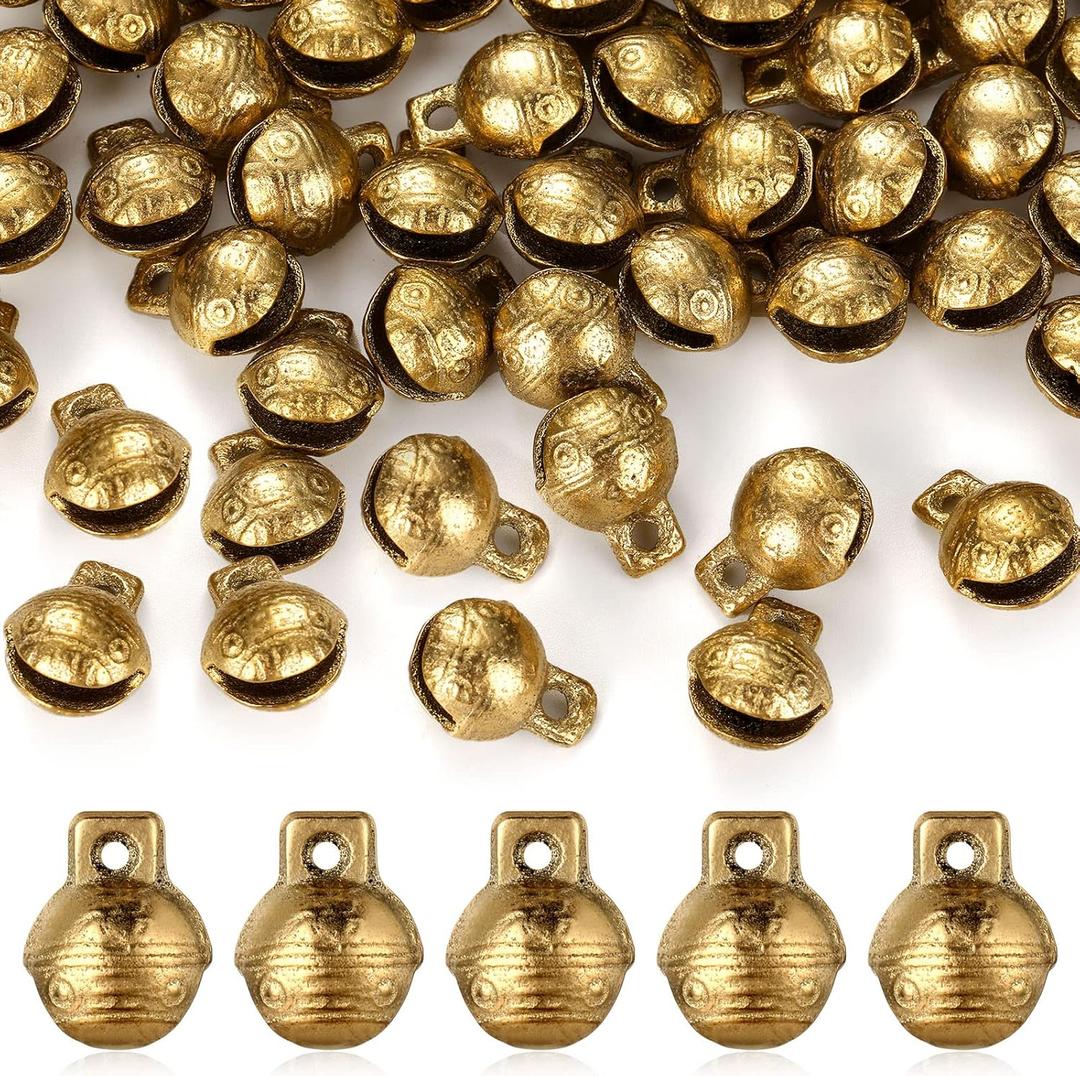 60 Pcs LEIFIDE Vintage Bells for Crafts Brass Bells Christmas Mini Craft Bells Small Tibetan DIY Jewelry Making Charms Pendants for Necklace Bracelet Decor PET Bell Dog Collar Bells Home Door Decor