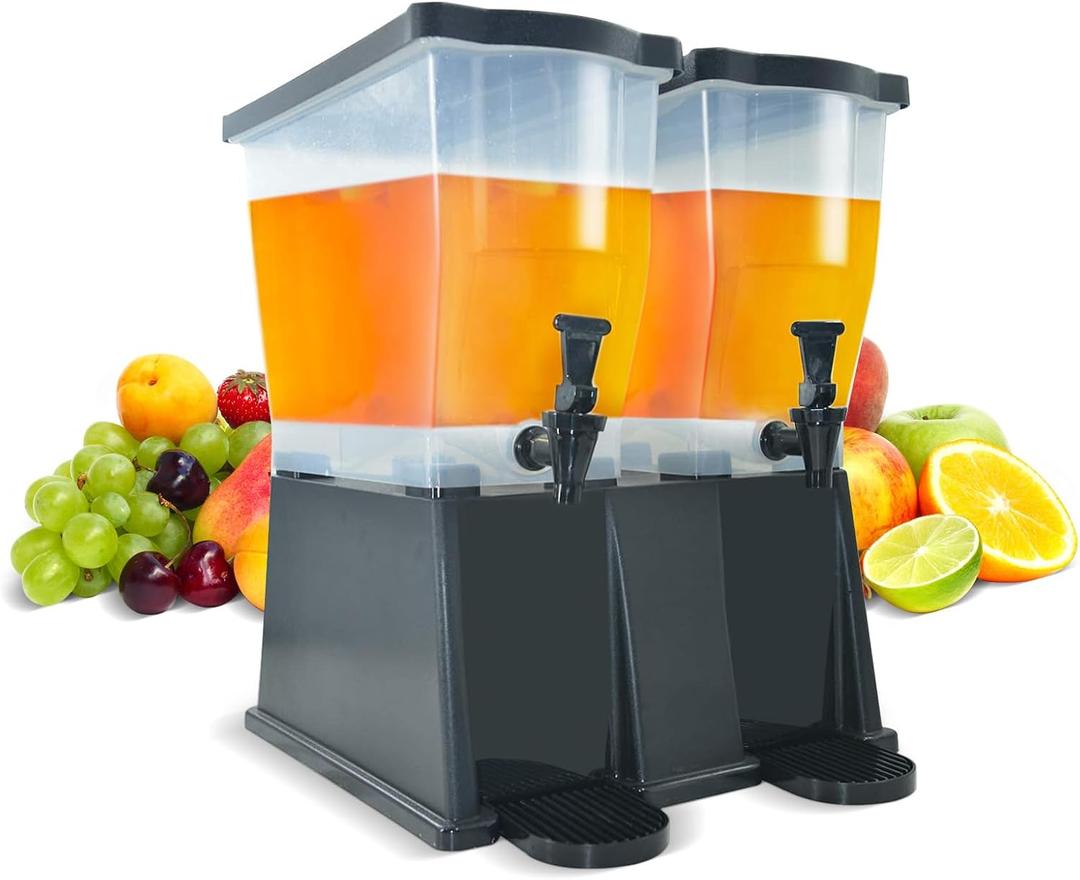 Hakka 6 Gallon Drink Dispenser, Commercial Juice Dispenser for Parties 22L Double Tank Beverage Dispenser with Spigot for Catering, Buffets, Restaurants