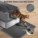 FURTIME Stainless Steel Litter Box with Lid, Large Metal Cat Litter Box for Big Cat, Large Cat Box High Sided with Non-Stick, Odor-Resistant, Anti-Urine Leakage, Easy Cleaning, Includes Scoop and Mat