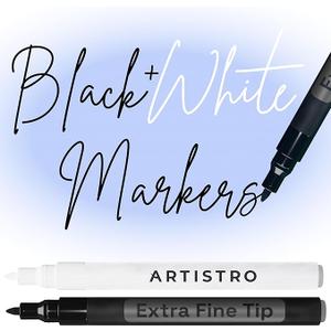 ARTISTRO Black & White Acrylic Paint Markers - 0.7mm Extra Fine-Tip - 2 Set | Paint Pens, Perfect for Crafting, Art Projects, & More