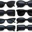 Dwenarry Black Sunglasses Bulk Party Sunglasses Set Retro Funky Festival Multipack shades for Women 7 Pack