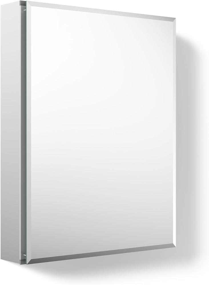 Kohler CB-CLC2026FS Frameless Bathroom Mirror Medicine Cabinet, Single Door, Rectangular Beveled Edge Frame, Bathroom Cabinet Mirror, Adjustable Shelves, 20 in. W x 26 in. H