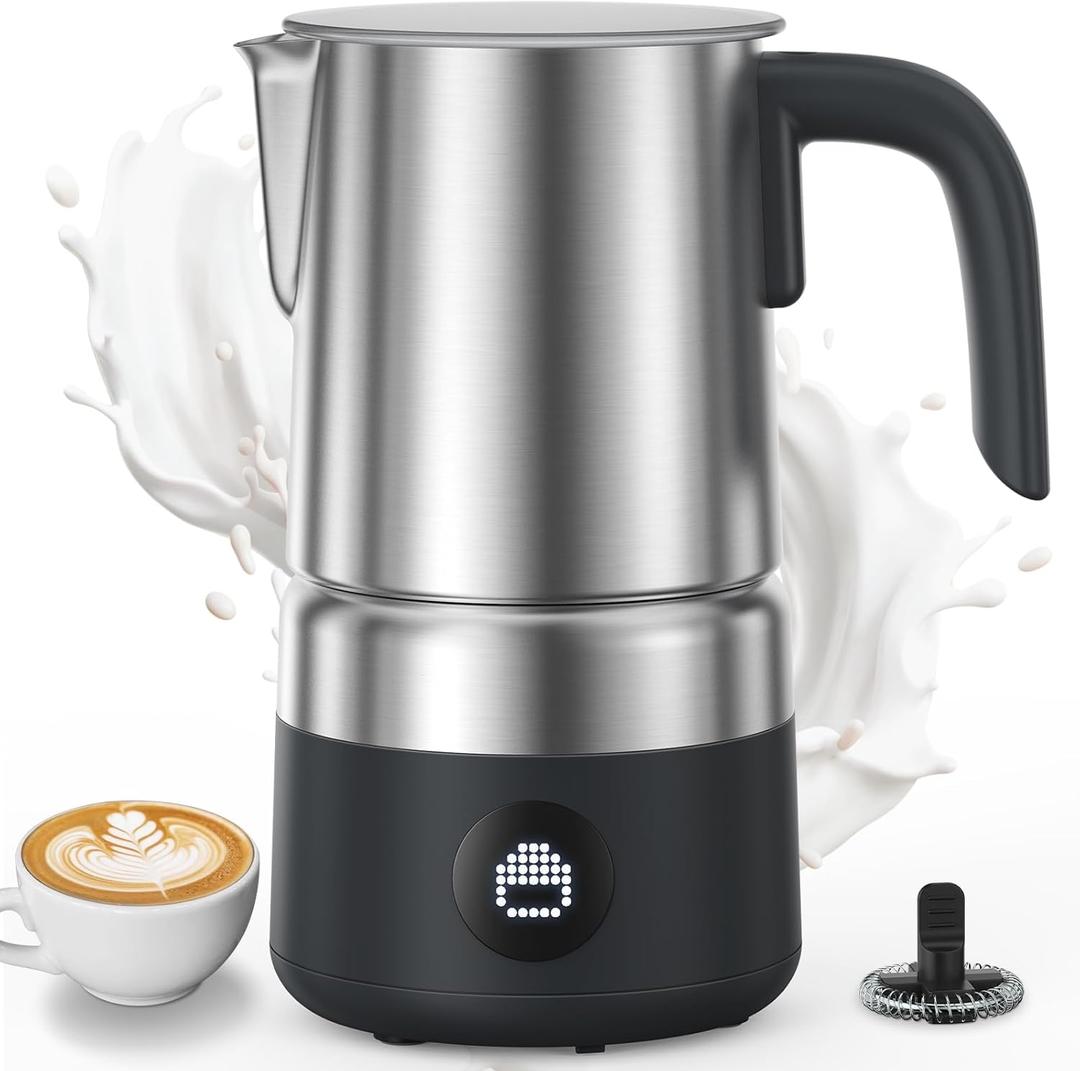 8-in-1 Milk Frother and Steamer 600W, AMZCHEF 17oz/500ml Detachable Frother for Coffee, Automatic Warm and Cold Foam Maker, Hot Chocolate Maker, Dishwasher Safe, LED Display (Silver) 8-in-1 Milk Frother and Steamer 600W, AMZCHEF 17oz/500ml Detachable Frother for Coffee, Automatic Warm and Cold Foam Maker, Hot Chocolate Maker, Dishwasher Safe, LED Display (Silver)