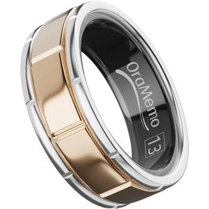 Smart Ring 1.0 for Men/Women, No Subsripition Fee, 7-8 Days Battery Life, HRV/Stress Monitoring/Sleep Track/Fitness for iOS and Android(Matte Gold & Silver, Size 13)