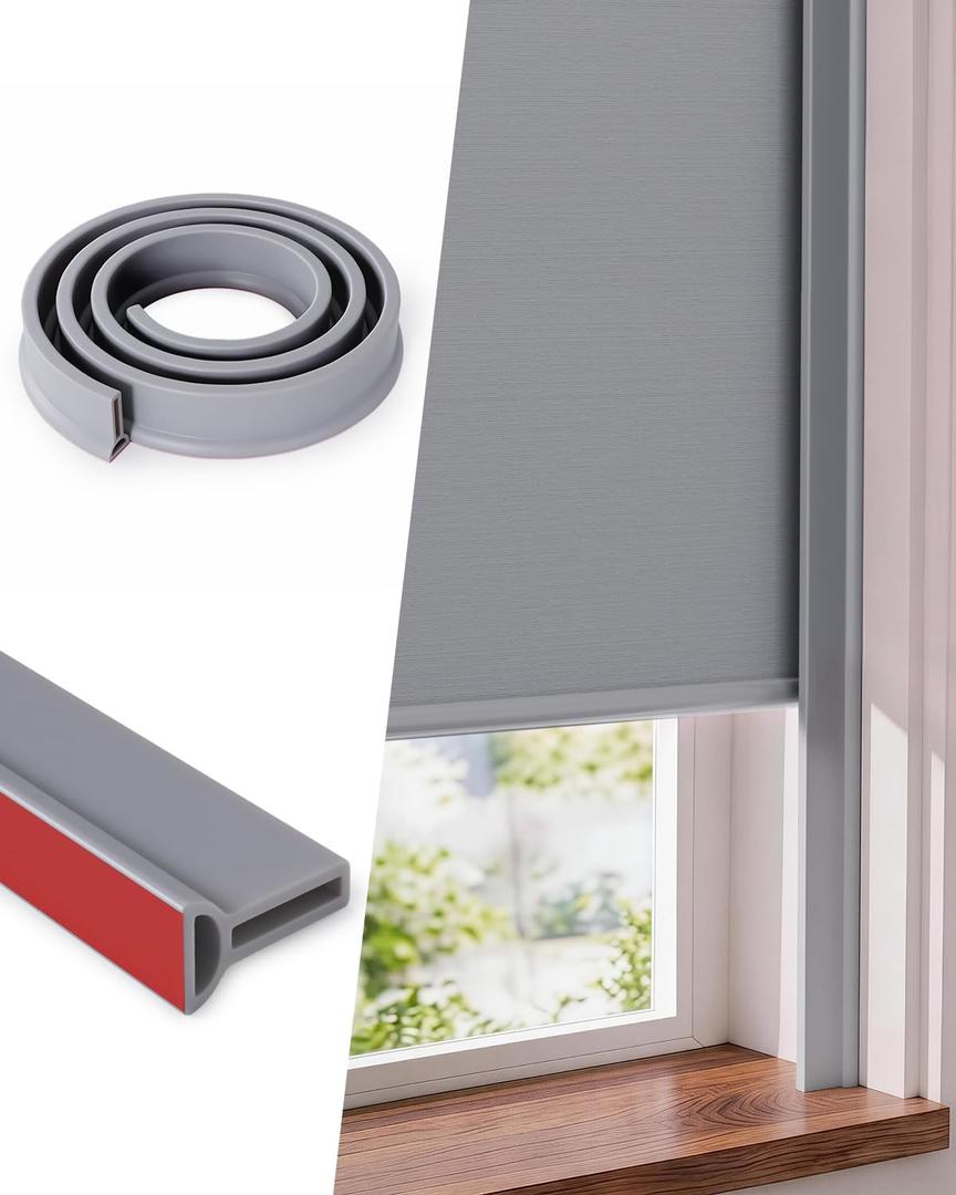 Cuttable Light Blocker for Window Shades and Blinds, Blackout TPE Side Tracks Light Blocking Strips, Durable Light Blocker for Blinds, Window Side Light Blocker for Bedroom (Grey, 90", 2PCS)