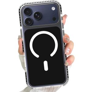 Case Designed for iPhone 17 Pro, Black Glossy Backboard Transparent Edge [Compatible with MagSafe] TPU Shockproof Drop Resistant Anti Yellowing Phone Case for Women Girls
