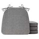 IASEAHK Chair Cushions for Dining Chairs Set of 3, Non Slip Kitchen Chair Pads, 17" x 16" x 2", Indoor Dining Chair Cushions with Ties, D-Shaped Seat Cushions for Kitchen Chairs, Dark Grey