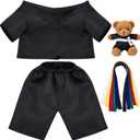 Civaner Taekwondo Uniform Outfit Bear Clothes with Belts, Bear Not Included, Fit 12-16 in, Clothes for Taekwondo Uniform Stuffed Animal Clothing for Birthday Gift Party (Black)