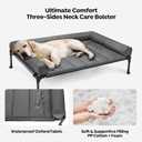 Veehoo Cooling Elevated Dog Bed Add Removable Waterproof Bolster Cushion Mat, Raised Pet Cot with Breathable Teslin Mesh, No-Slip Feet, Dog Couch Bed for Indoor Outdoor, Large, Black Silver