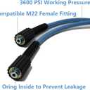 LULUW 25FT 1/4-inch High Pressure Washer Hose,3600PSI M22 14mm Replacement Power Washer Hose for Most Brands, Blue