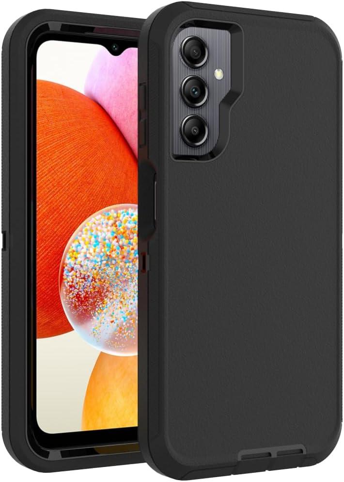 Case for Galaxy A14, Heavy-Duty Tough Rugged Shockproof Drop Protective Cover Cases for Samsung Galaxy A14, Black