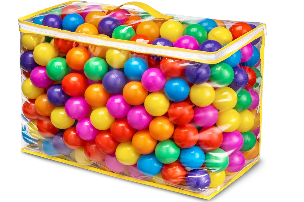 Hovenlay Ball Pit Balls Phthalate Free BPA Free Crush Proof Plastic  7 Bright Colors in Reusable Play Toys for Kids with Storage Bag