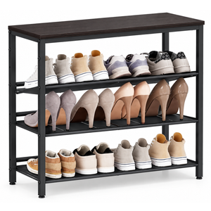 Shoe Rack, 4-Tier Slanted Shoe Storage Shelf