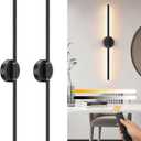 Battery Operated Wall Sconces Set of 2, Dimmable 6000mAh Rechargeable Wall Lights, LED Wall Lamp with Remote Control, 25 inch