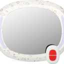 Nuby LED Light Backseat Baby Car Mirror with Remote Controlled Light, Wide View Shatter Resistant Mirror, Adjustable, White Cloud (Large)