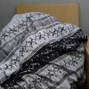 Cottolester Boho Comforter Set King Size,Black Gray Striped Bed in a Bag,Fall Plaid Comforter and Sheet Set,Soft Microfiber Complete Bedding Sets