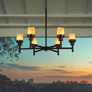 Battery Operated Chandelier, Outdoor Hanging Candle Lights Battery Gazebo Lights, Outdoor Chandelier for Gazebo, Canopy, Pergola, Porch, Tent Decor