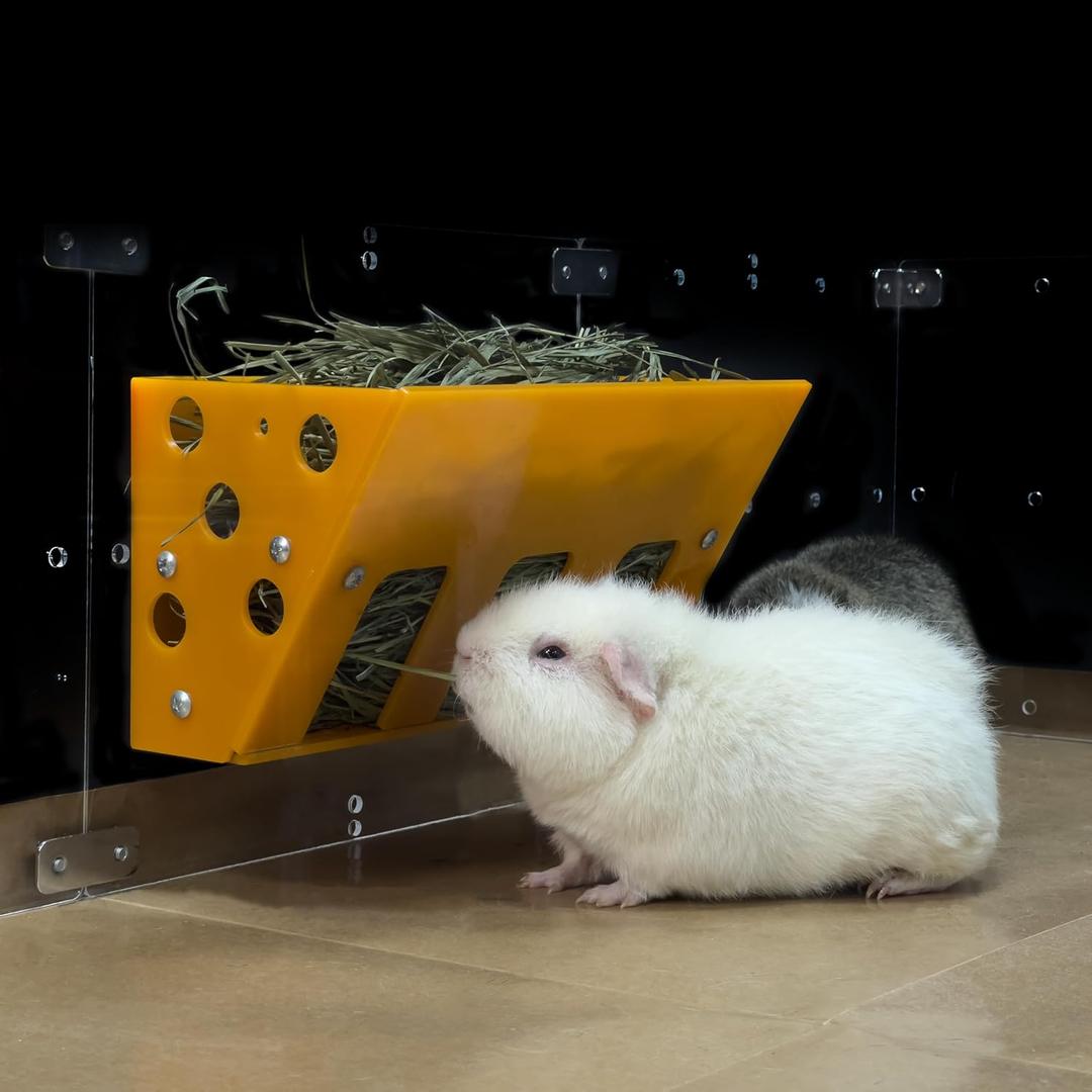 GuineaLoft Hay Feeder (Yellow) - Ultimate Hay Feeder for Small Pets Like Guinea Pigs, Rabbits & Chinchillas. Designed & Made by Seasoned Owners Who Tried Everything Out There - GuineaLoft Exclusive