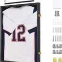 2XL Jersey Display Frame - Jersey Frame Display Case - Jersey Shadow Box for Baseball Basketball Football Soccer Hockey Sports Shirts, Uniform, UV Protection Acrylic Glass, 2 Hangers (Black)