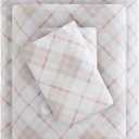 True North by Sleep Philosophy Cozy Flannel Warm 100% Cotton Sheet - Novelty Print Animals Stars Cute Ultra Soft Cold Weather Bedding Set, Queen, Pink Plaid 4 Piece