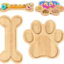 2 Pcs Cute Shaped Bamboo Serving Tray, Paw and Bone Shaped Charcuterie Boards with Grooves, Natural Wooden Snack Platters, Lovely Candy Dish Bowls for Party, Housewarming Gifts