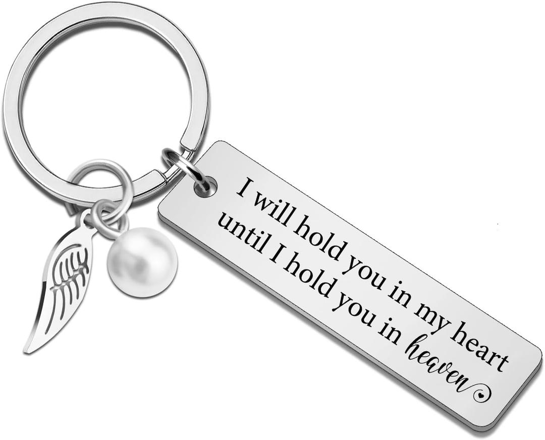 Memorial Keychain Sympathy Gifts for Loss of Loved One Remembrance Gift (Silver)