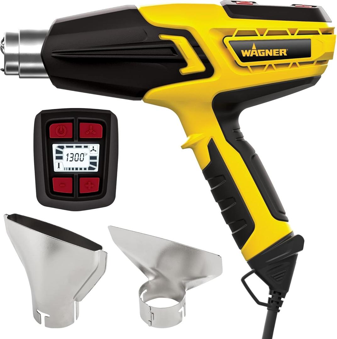 Wagner Spraytech 0503070 FURNO 700 Digital Heat Gun, 2 Nozzles & Temperature Setting Ranging 125F to 1300F, Electric Heat Gun for Paint Removal, Bending PVC, Crafts and More