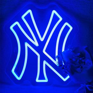Baseball Neon Sign for Yankees,Sports Team NY Neon Light for Garage or Man Cave,Game Room Birthday Christmas Decor Gifts