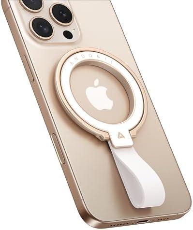 andobil [2025 Unrivaled Stability] Magnetic Phone Grip Holder for MagSafe Ring Stand Holder Kickstand Compatible with MagSafe Accessories for iPhone 16 Pro Max Plus iPhone15/14/13/12&Android,Rosegold