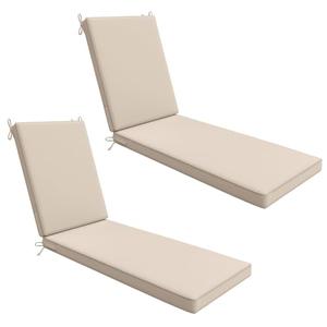 AAAAAcessories Outdoor Chaise Lounge Cushions, Waterproof, Fade-Resistant Patio Furniture Replacement Cushions, 72" x 21" x 3", Set of 2, Beige